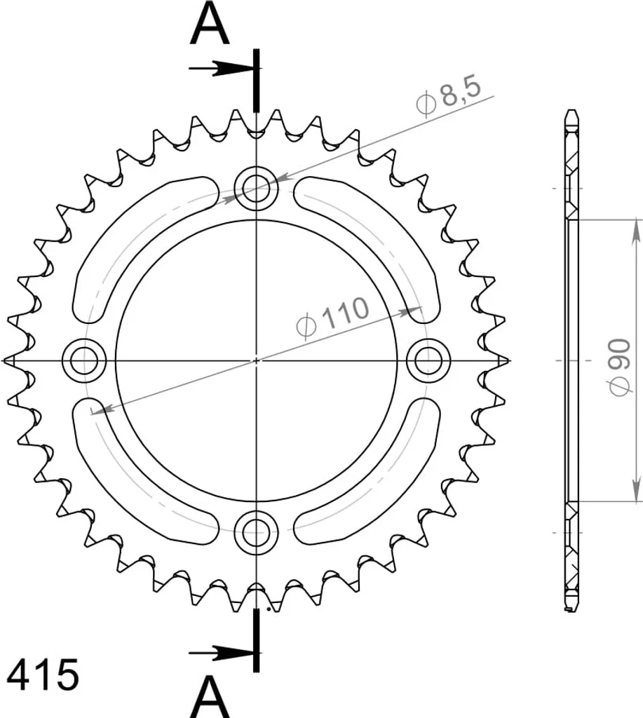 Couronne Supersprox Alu 415 38Z Orange RAL-452:38-ORG pour Moto