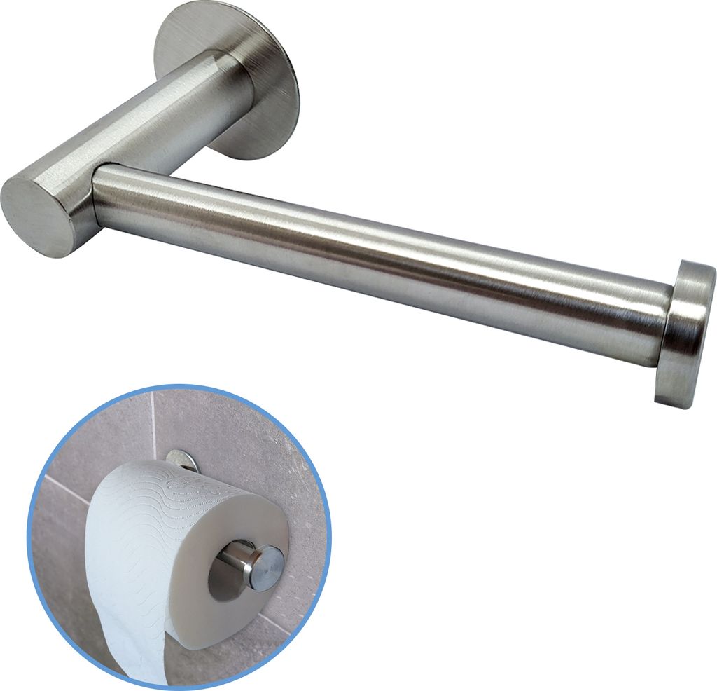 Sanics WC-Rollenhalter ohne Bohren - Toilettenpapierhalter selbstklebend - WC-Papierhalter - Klopapierhalter Silber Edelstahl