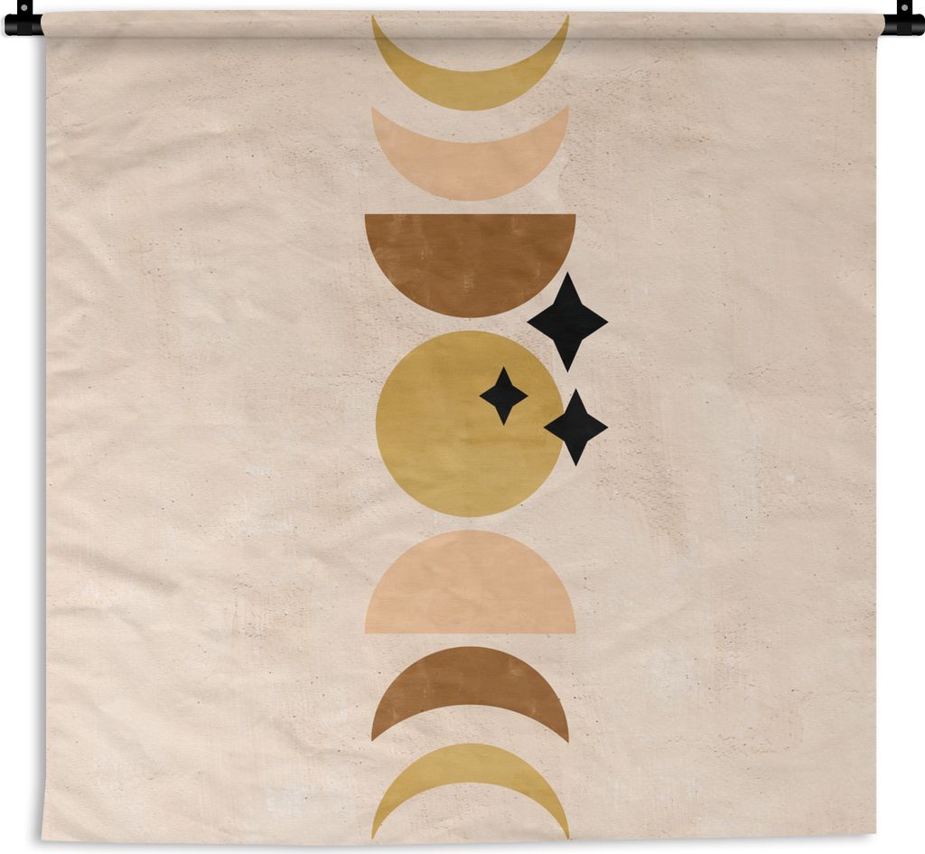 MuchoWow Wandteppich Wandbehang Mond - Weltraum - Pastell - böhmisch 60x60 cm Tapisserie Dekoration Wandtuch - Dekorationen - Wand Decke