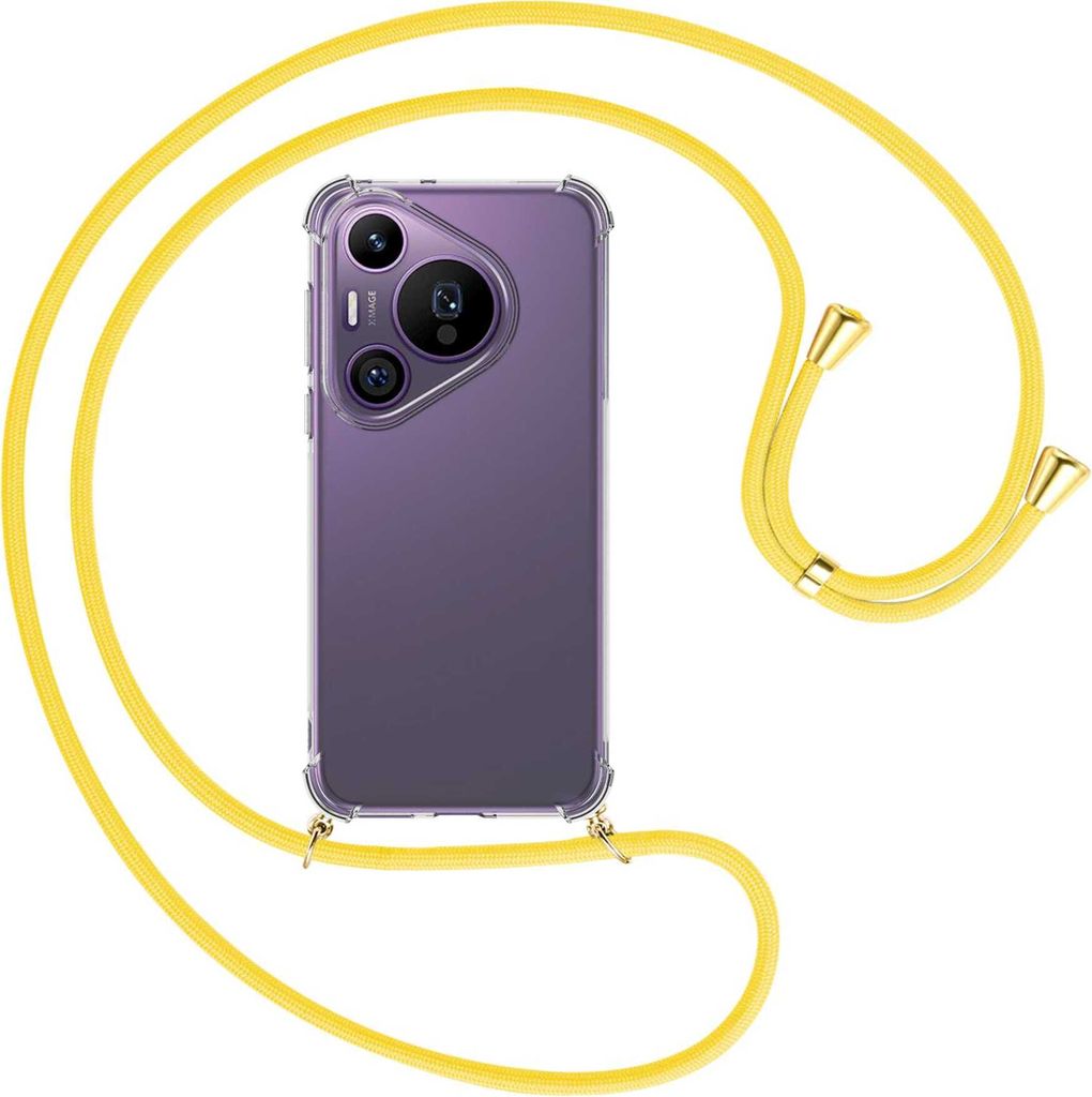 Handykette Backcover-Schutzhülle mit Band (Metall goldfarben) für Huawei Pura 70 Pro / Pro+ - gelb