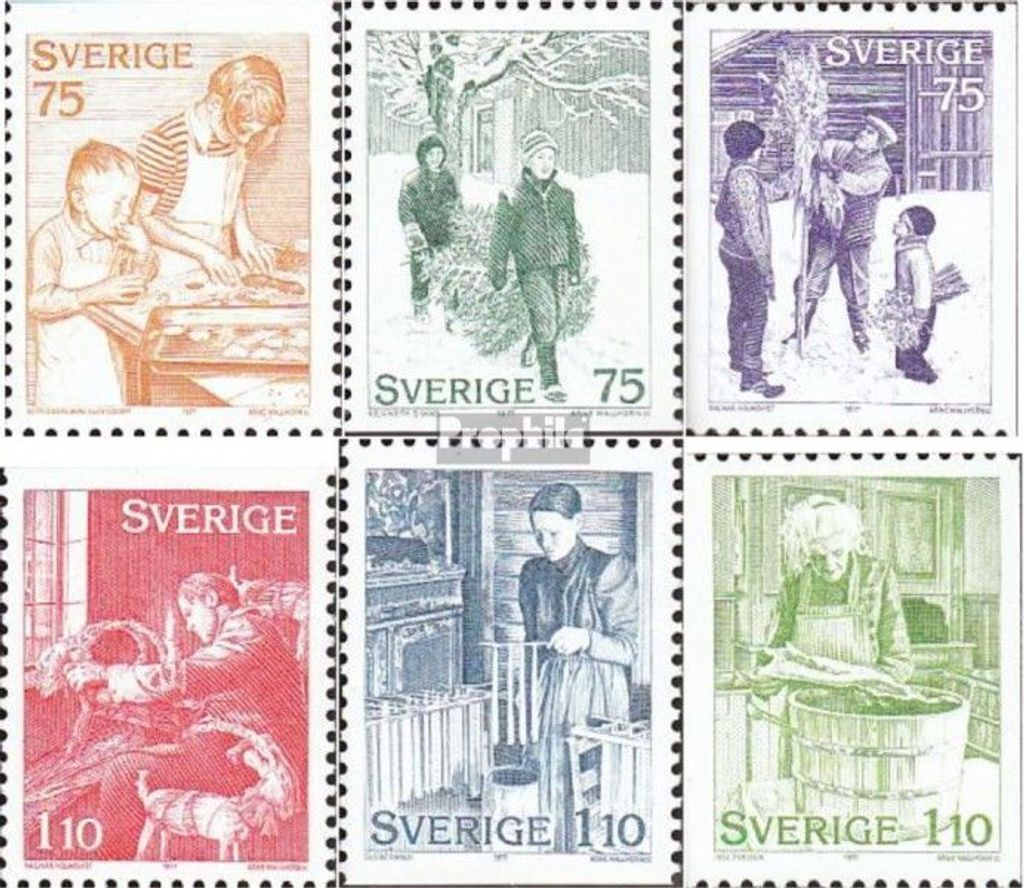 Briefmarken Schweden 1977 Mi 1004-1009 (kompl.Ausg.) postfrisch Weihnachten 1977