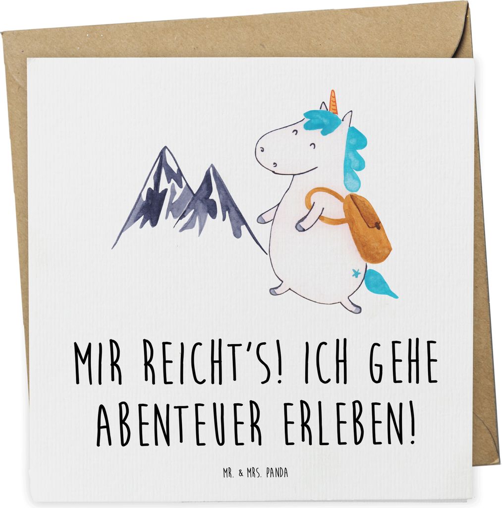 Mr. & Mrs. Panda Grußkarte Einhorn Bergsteiger - Weiß - Produktbild 