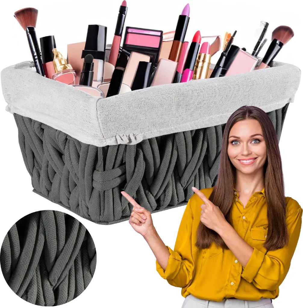Panier de rangement tressé gris anthracite DARLA pour étagère et dressing