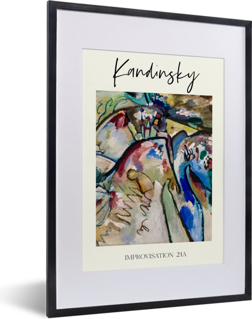 MuchoWow Gerahmtes Poster Kunst - Improvisation 21A - Kandinsky 30x40 cm - Poster mit Schwarzem Bilderrahmen Wandposter Rahmen Foto Bilder - Wand...