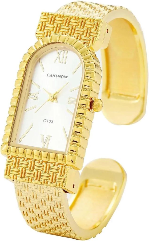 Watch Für Damen mit Römische Anmut Spangenuhr Damen Uhren Damen Spangenuhren Armreif Armbanduhr Armspange Damenuhr mit Strukturiertem Metall-Armband