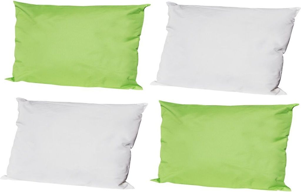 JACK 4x Outdoor Lounge Kissen 30x50cm viele Farben Dekokissen inkl. Füllung Wasserfest Sitzkissen Garten Stuhl, Farbe:2x Elfenbein - 2x Grün