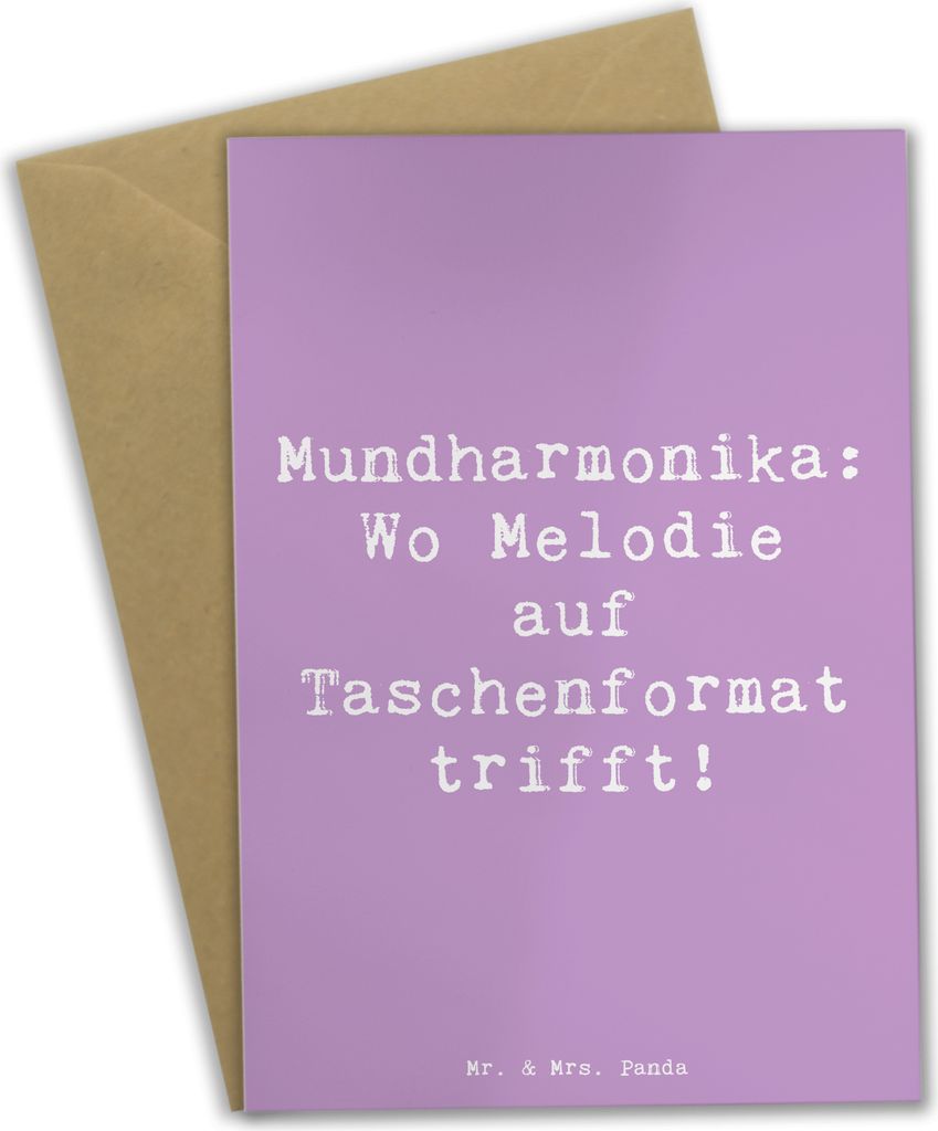 Mr. & Mrs. Panda Grußkarte Spruch Mundharmonika Freude - Lavendeltraum - Geschenk, personalisierbar, Musik, Folklore, Rock, glückwunschkarten, Le...
