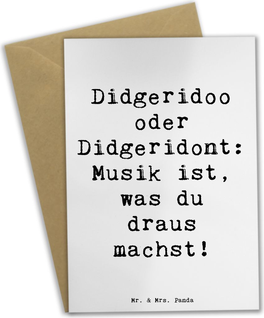 Mr. & Mrs. Panda Grußkarte Spruch Didgeridoo Musik - Weiß - Geschenk, spirituell, Musiker, Blasinstrument, weihnachtskarten, Kultur, traditionell...