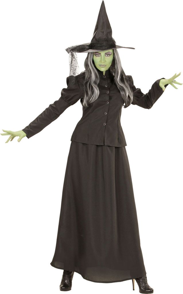 Langes Hexenkostüm Halloween-Kostüm für Damen schwarz