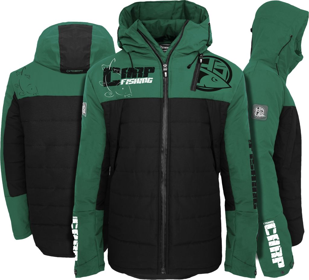 HOTSPOT DESIGN Carpfishing Eco, XL, schwarz-grün, Jacke, Für Karpfenangler, 010800104