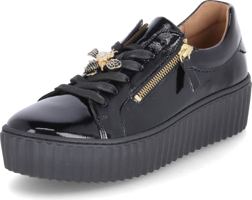 Gabor Schuhe Schwarze Sneaker Damen Lack Damen Sneaker In Schwarz
