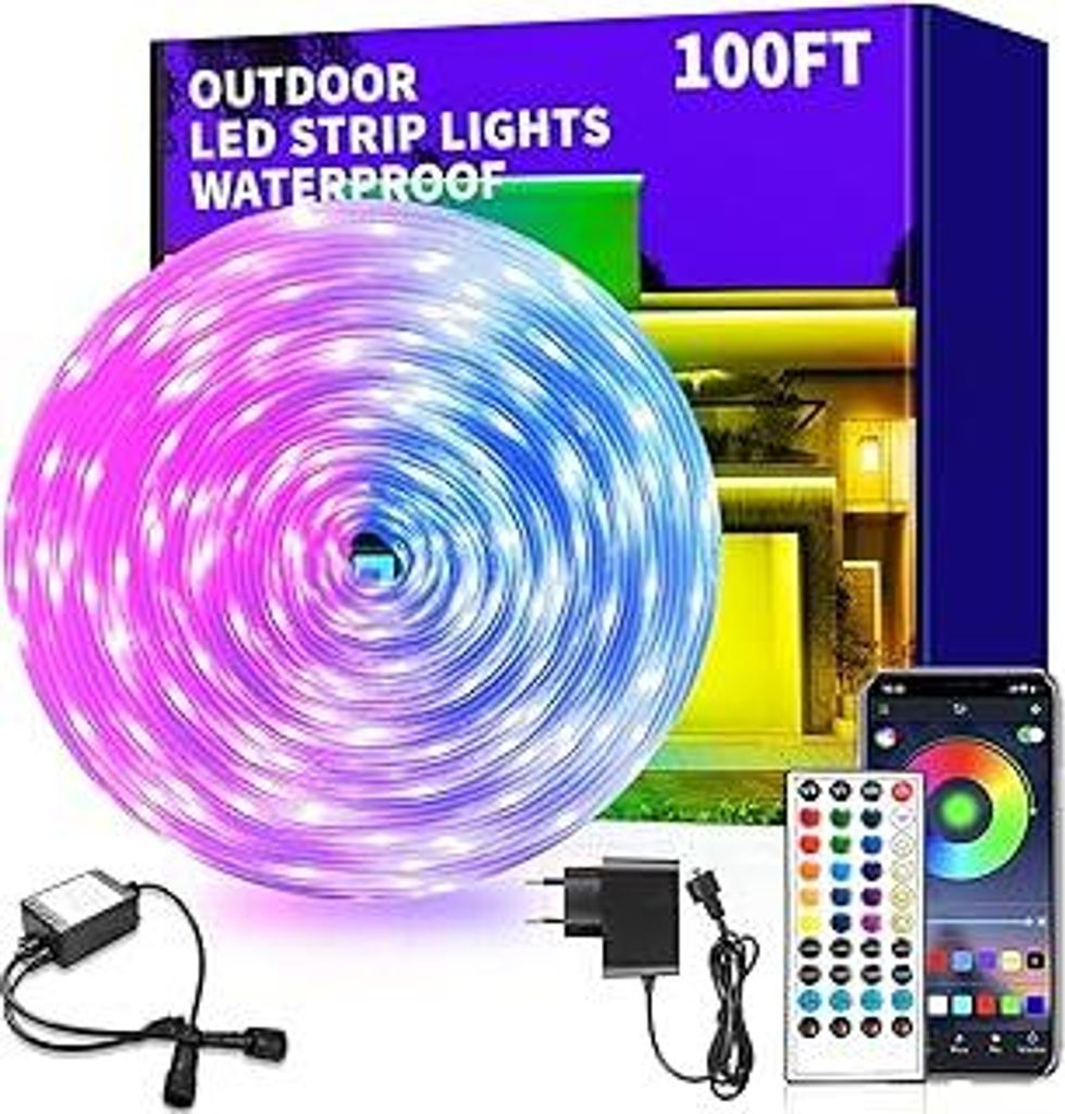 Outdoor LED Strip Light 30M Wasserdicht mit Remote/APP Control Musiksynchronisation RGB Outdoor Led Rope Lights Farbwechsel LED band strip für Sch...