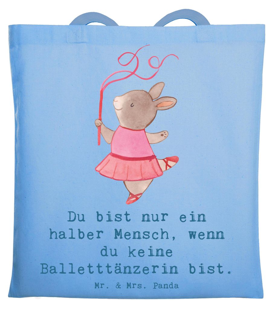 Mr. & Mrs. Panda Tote Bag Balletttänzerin Herz - Sky Blue - Geschenk, Ballerina, Tasche, Spruch, Jutebeutel, Ballett, einkaufsshopper, Beruf, Trag...