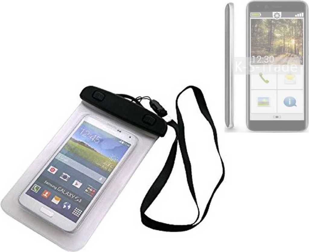 K-S-Trade Schutz Hülle Handy Hülle Kompatibel mit Emporia Smart.3 Mini Beach Bag wasserdicht 16cm x 10cm Schutzhülle Staub Sand Flachwasser