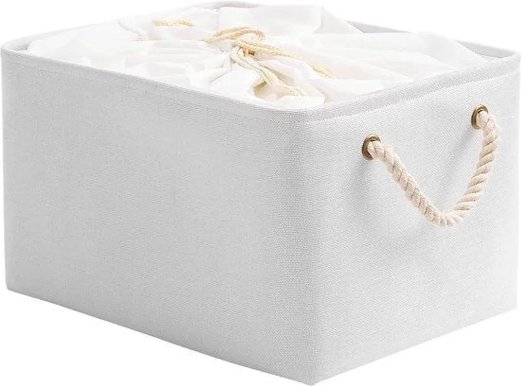 Panier de rangement blanc pliable 34x24x20 cm avec poignées de transport