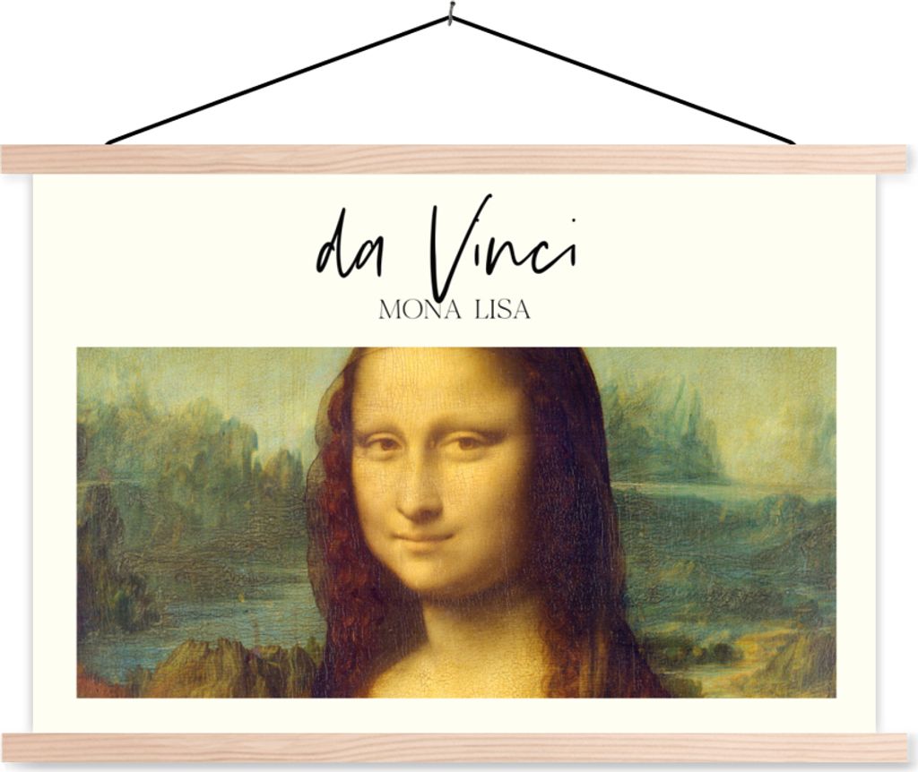 MuchoWow Textilposter Mona Lisa - Da Vinci - Kunst 60x40 cm mit holzfarbenen Rahmen - Bilder