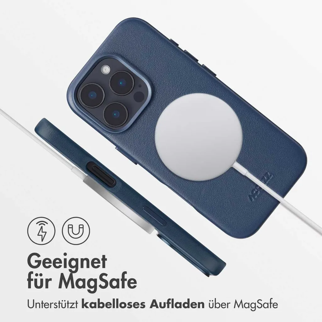 Custodia iPhone 16 Pro Pelle MagSafe - Minimal Blu Notte Accezz - 3