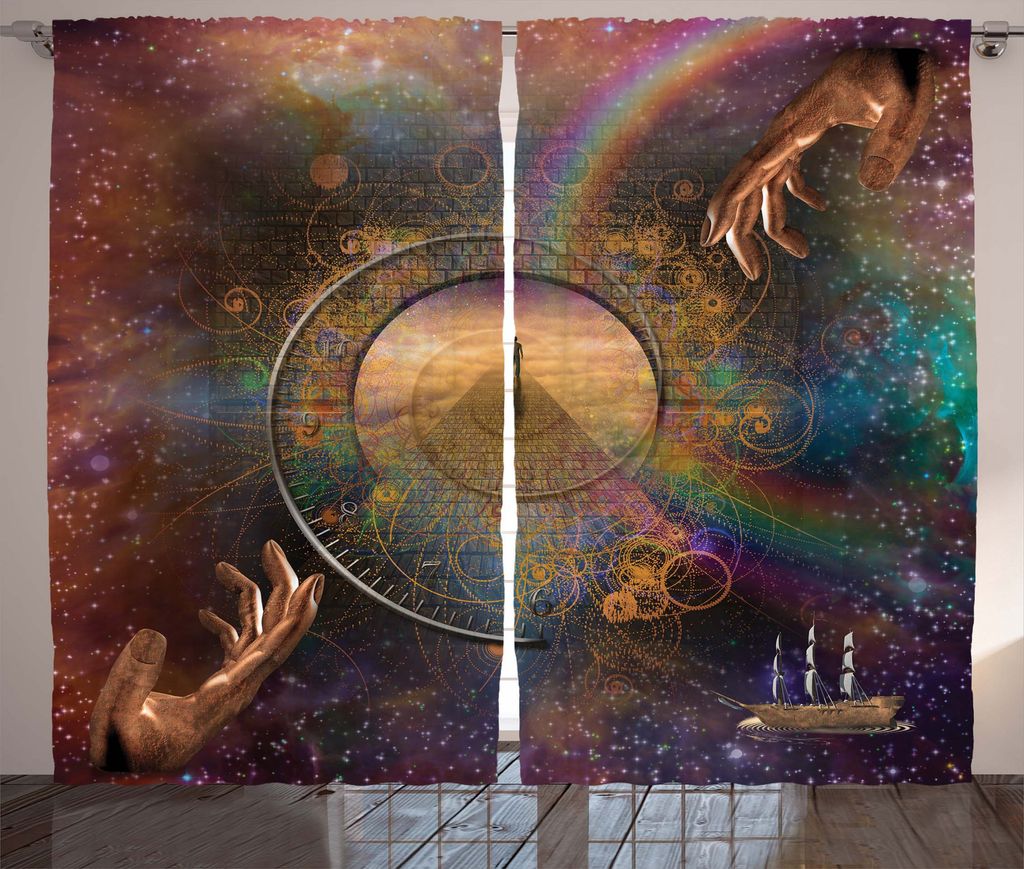 ABAKUHAUS Weltraum Rustikaler Vorhang, Ewigkeit Fantasie, Wohnzimmer Universalband Gardinen mit Schlaufen und Haken, 280 x 225 cm, Lila Tan