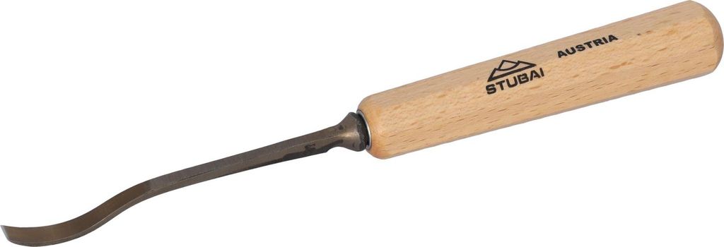 STUBAI Stemmeisen Stechbeitel Serie 52 - Form 21 | Gekröpftes Balleisen, Breite 6 mm, mit Holzgriff, für glatte Flächen, zum Vorstechen, Kerb- u...
