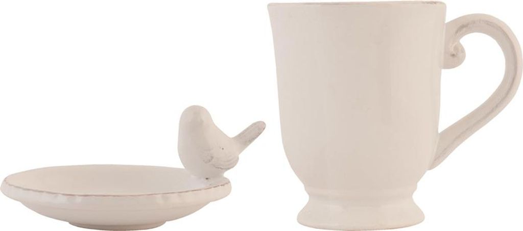 Clayre & Eef Tasse 300 ml Beige Keramik Vogel