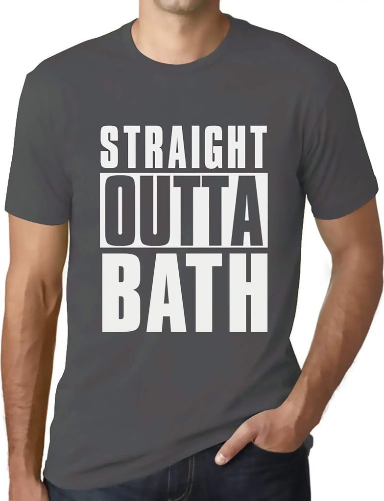 Herren Grafik T-Shirt Direkt aus dem Bad – Straight Outta Bath – Öko-Verantwortlich Vintage Jahrgang Kurzarm Lustige Druck Geburtstag Geschenk...