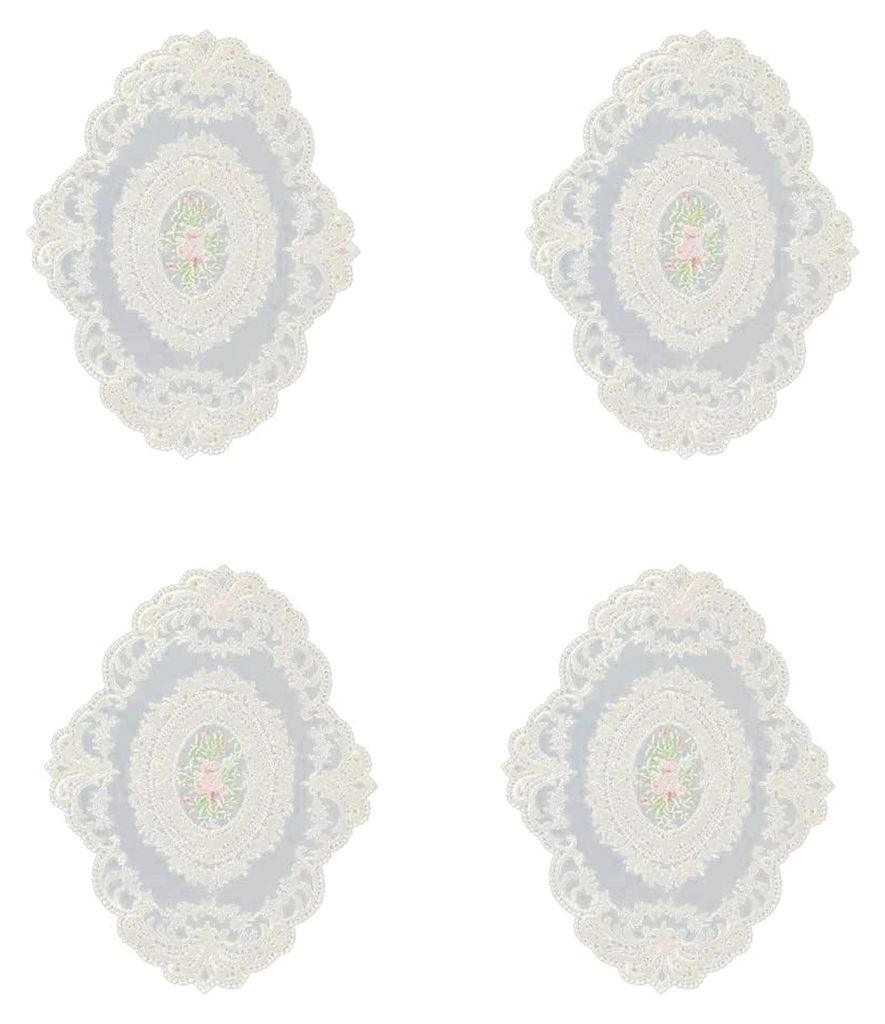 4er-Set Retro-Spitzen-Tischsets, Französische Häkeldeckchen, Handgefertigte Bestickte Tischsets, 30,5 x 40,6 cm Große Tischsets in Beige