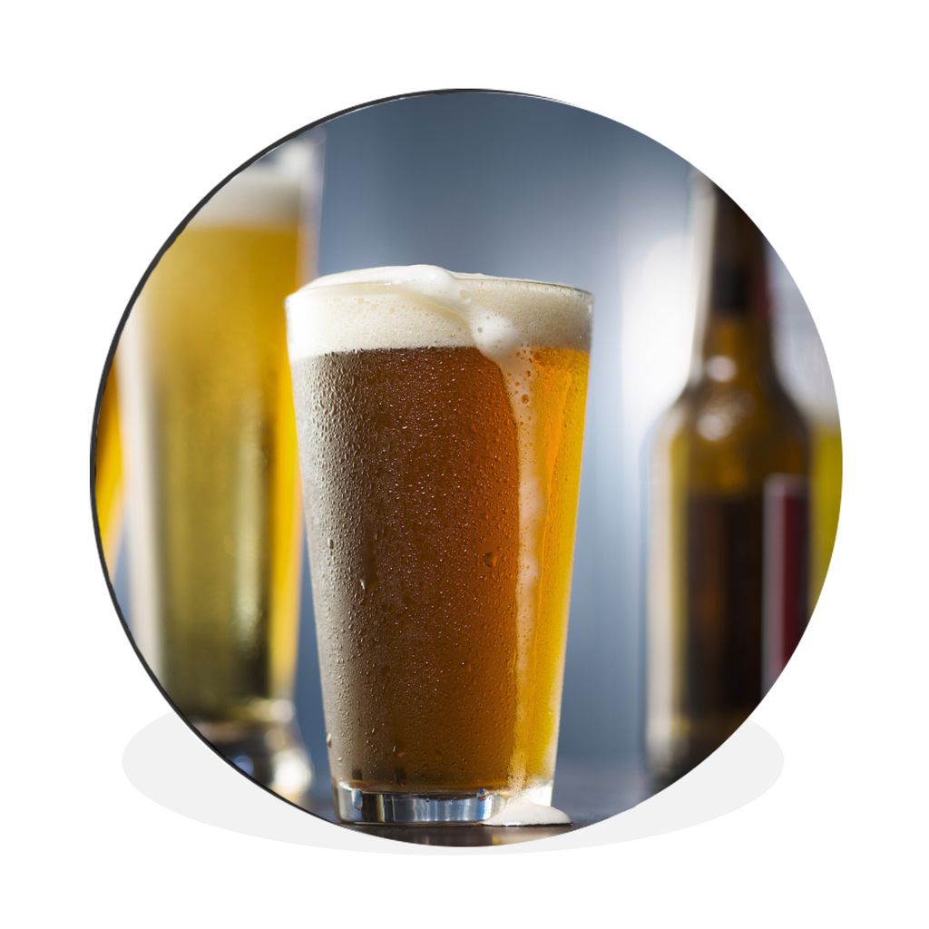 MuchoWow Aluminium Wandkreis Verschiedene Biergläser und Biere Ø 90 cm Wanddeko Modern Wohnzimmer - Mauerkreis - Wandbilder - Runde Bild - Bild...