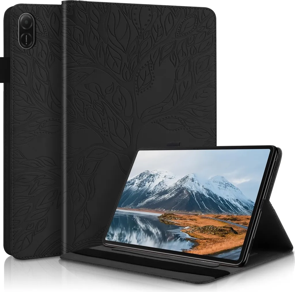 Honor Pad X8a 11 Cover - Protezione Similpelle Nera con Supporto - 1