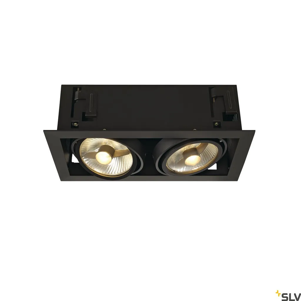 Kadux ES111 Plafonnier Encastré Carré Noir 2 Flammes Inclinable SLV