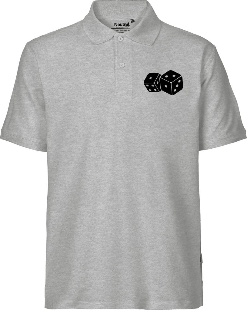 Huuraa Herren Polo Shirt Würfel Dice S Sport Grey Bio Baumwolle Fairtrade Poloshirt Geschenkidee