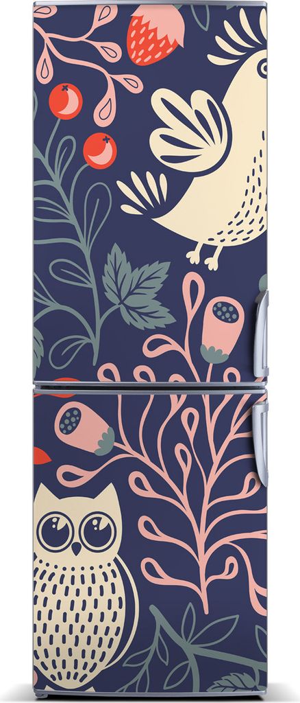 Tulup Kühlschrankdekoration - Magnetmatte - 60 cm x 180 cm - Magnet auf dem Kühlschrank - Hahn-Henne-Eule