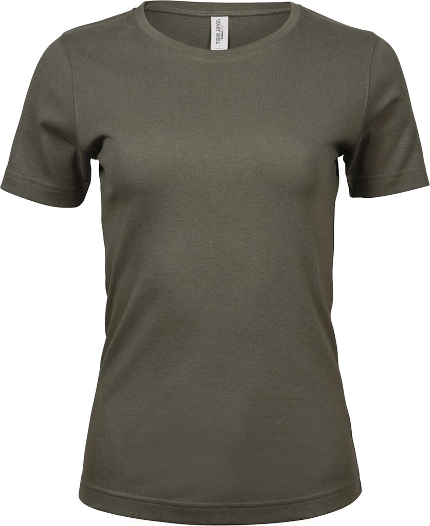 Tee Jays Damen Interlock T-Shirt, Rundhalsausschnitt, Kurzarm BC3321 (XL) (Tiefgrün)