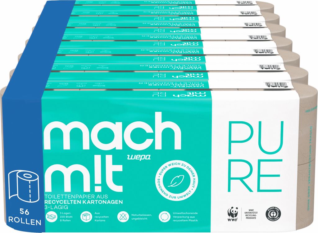 mach m!t PURE Toilettenpapier - Vorrats-Spar-Packung mit 56 Produktbild 
