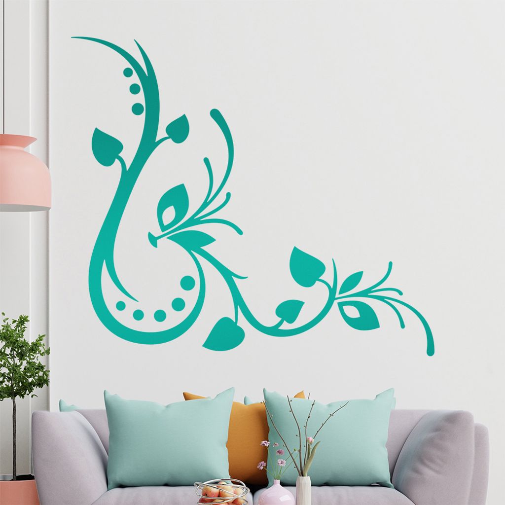 Blätter - Linien Punkte Wandtattoo in 6 Größen - Wandaufkleber Wall Sticker - Dekoration, Küche, Wohnzimmer, Schlafzimmer, Badezimmer
