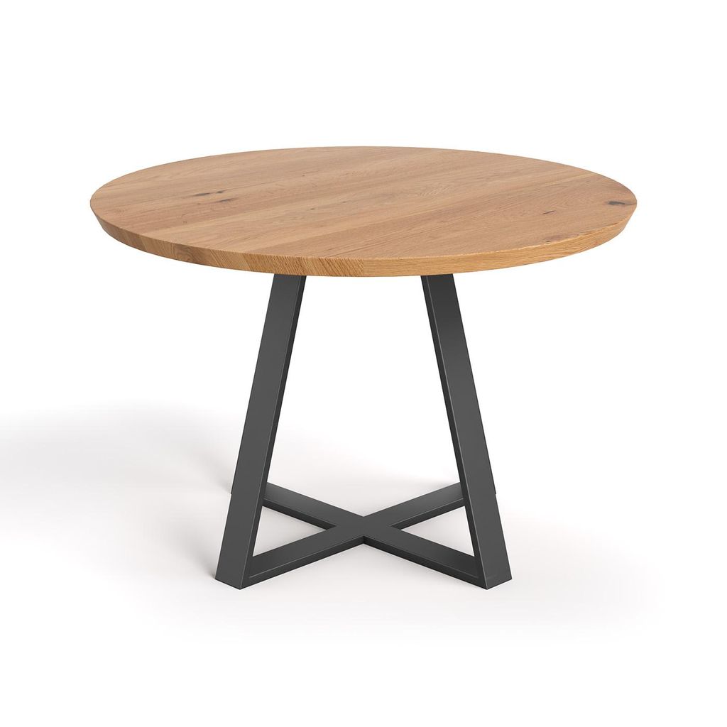 Industrieller runder Cloud-Tisch, 110 cm, Eiche, Modern