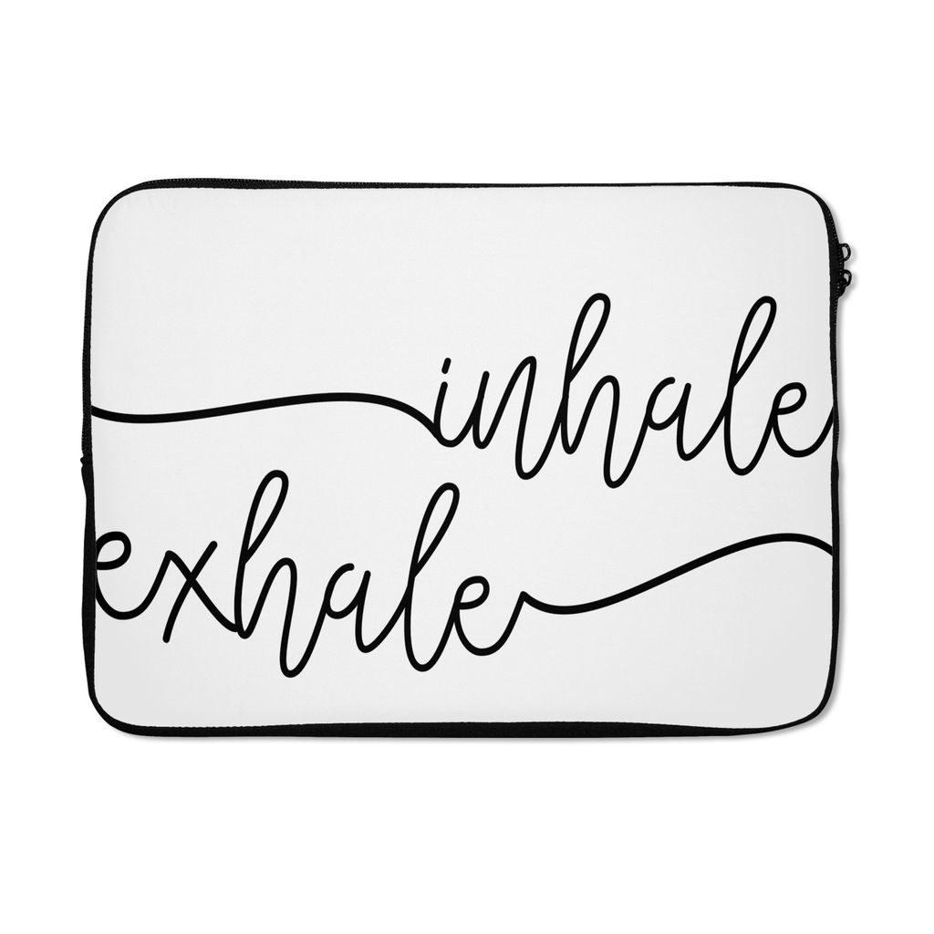 MuchoWow Laptop Hülle 13 Zoll Zitat - Atmen - Zauberspruch - Schwarz und weiß - 'Einatmen ausatmen Laptoptasche - Laptophülle - Sleeve - Rundu...