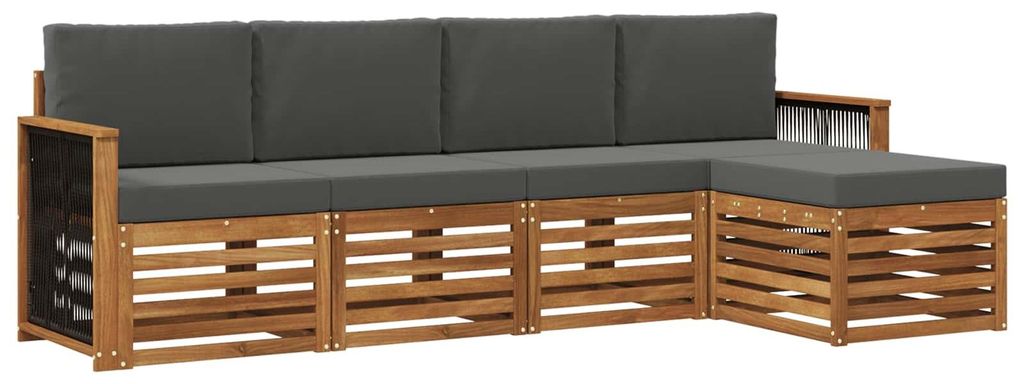 vidaXL Outdoor-Sofagarnitur mit Kissen 5 pcs Natur und Anthrazit