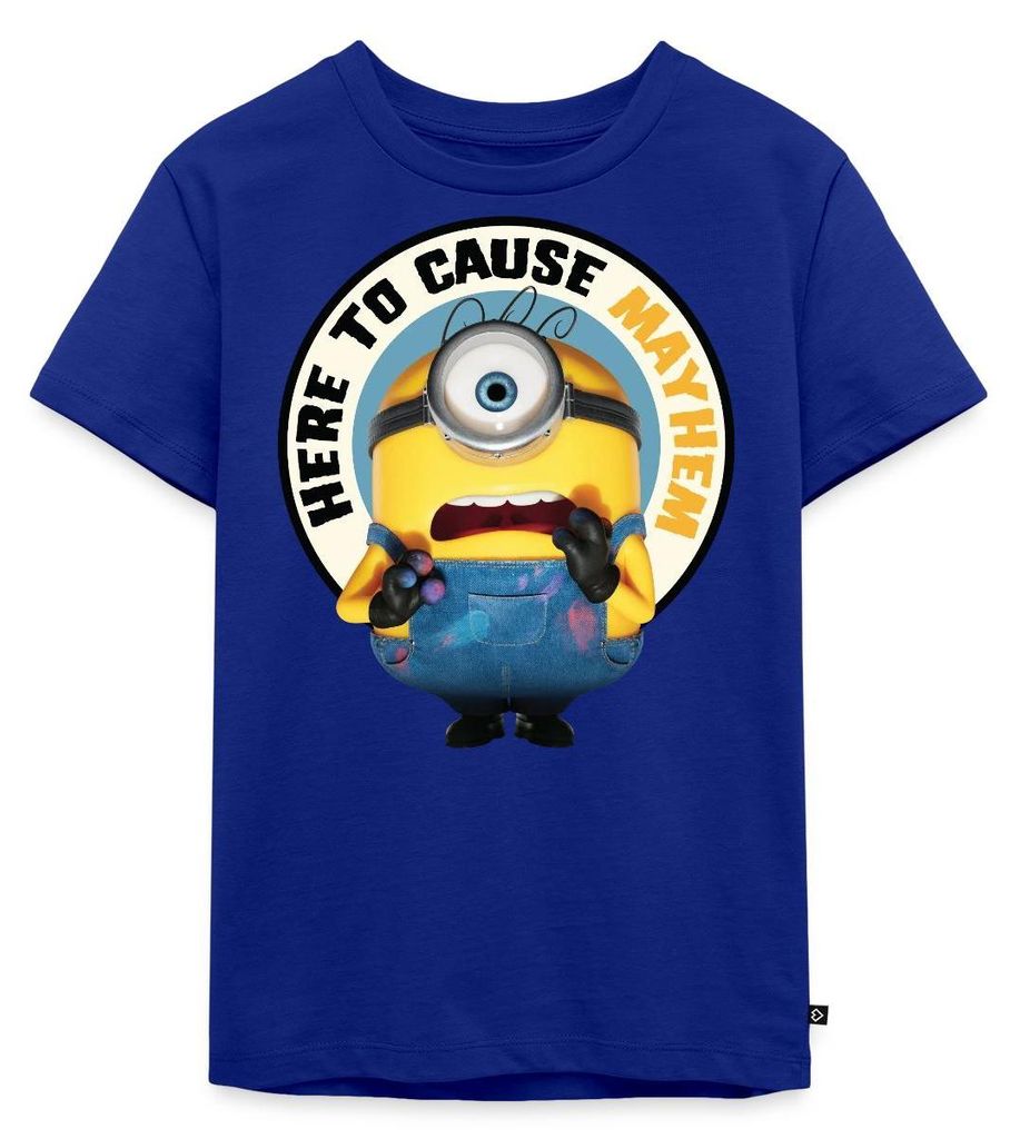 Spreadshirt Minions Spruch Hier Um Chaos Zu Verursachen Kinder Premium T-Shirt, 98/104 (2 Jahre), Royalblau