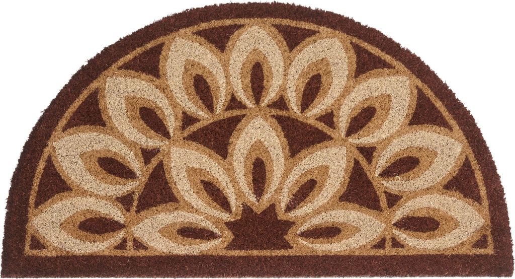 BELIANI Fußmatte Braun Kokosfaser 45 x 75 cm Halbrund mit Muster Anti-Rutsch-Rückseite Fußabtreter Türmatte Schmutzfangmatte