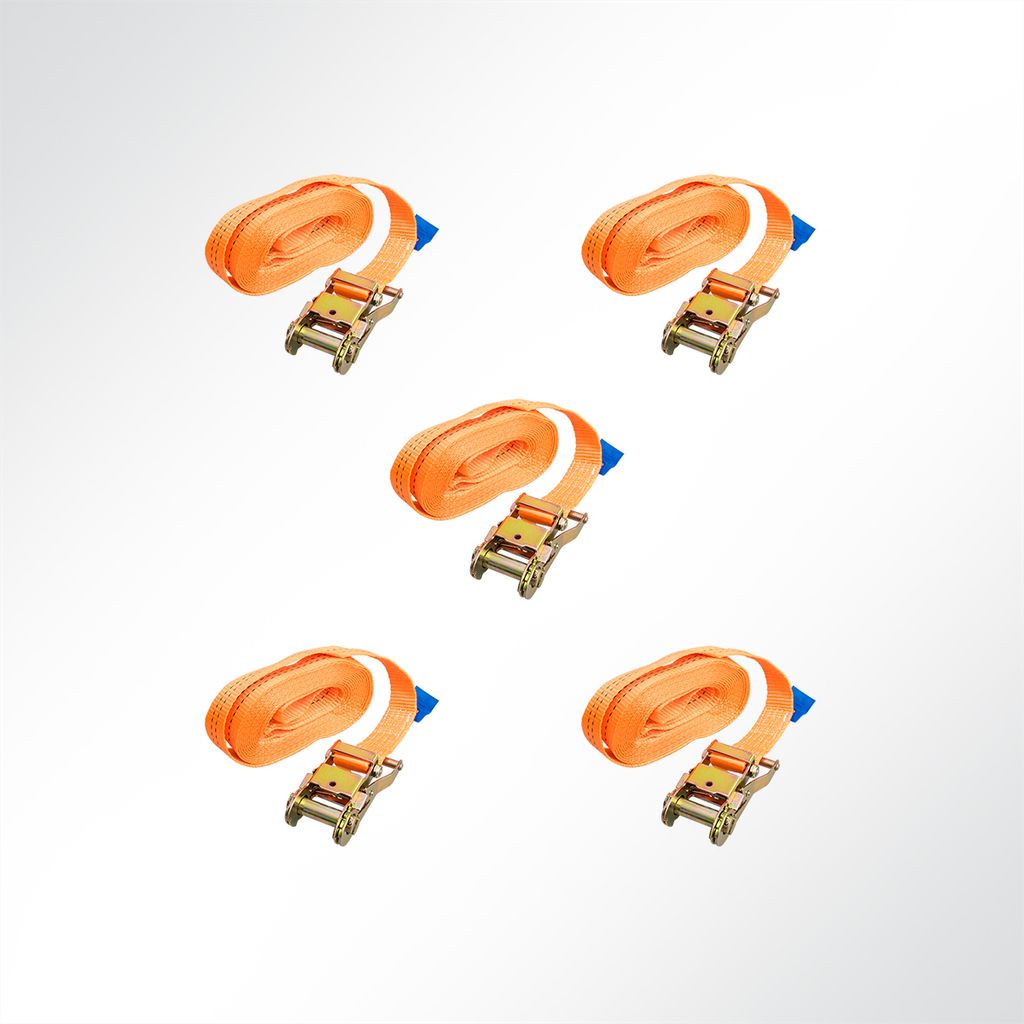 5x Ratschen Zurrgurt Spanngurt 5,75 Meter 35mm orange 2000kg EN12195-2