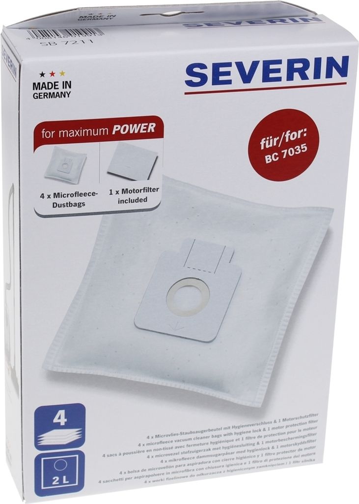 Packaging for vacuum cleaner bags and motor filters.