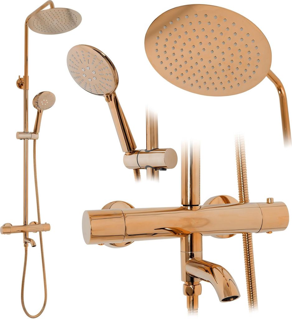Rea Duschgarnitur mit Thermostat Lungo Rose Gold Produktbild 