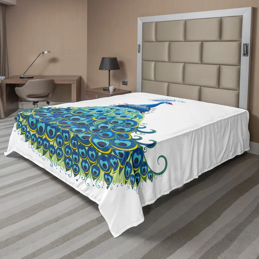 Drap de lit doux et confortable design artistique Paon 260 x 228 cm