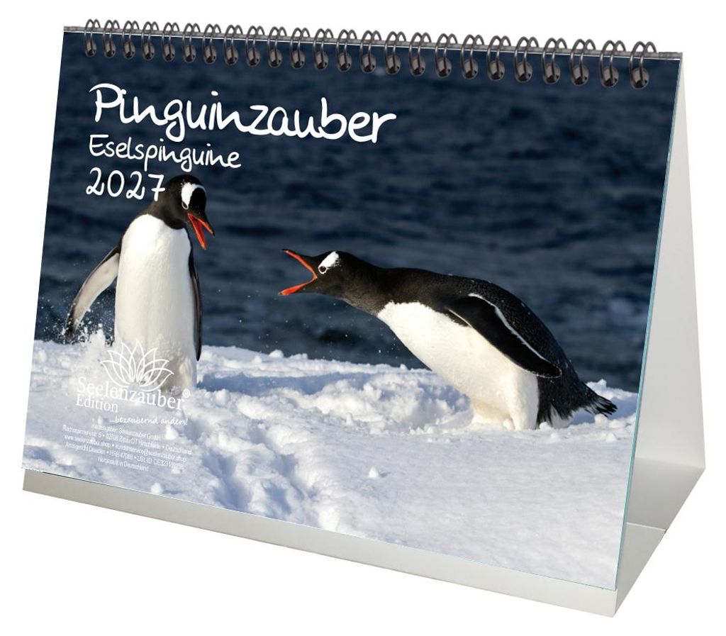 Pinguinzauber Eselspinguine DIN A5 Tischkalender für 2027 Pinguin - Seelenzauber