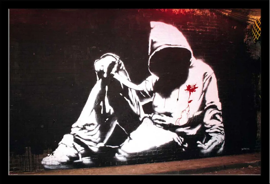 Cadre Shinsuke noir avec Poster Banksy Graffiti et vitre acrylique
