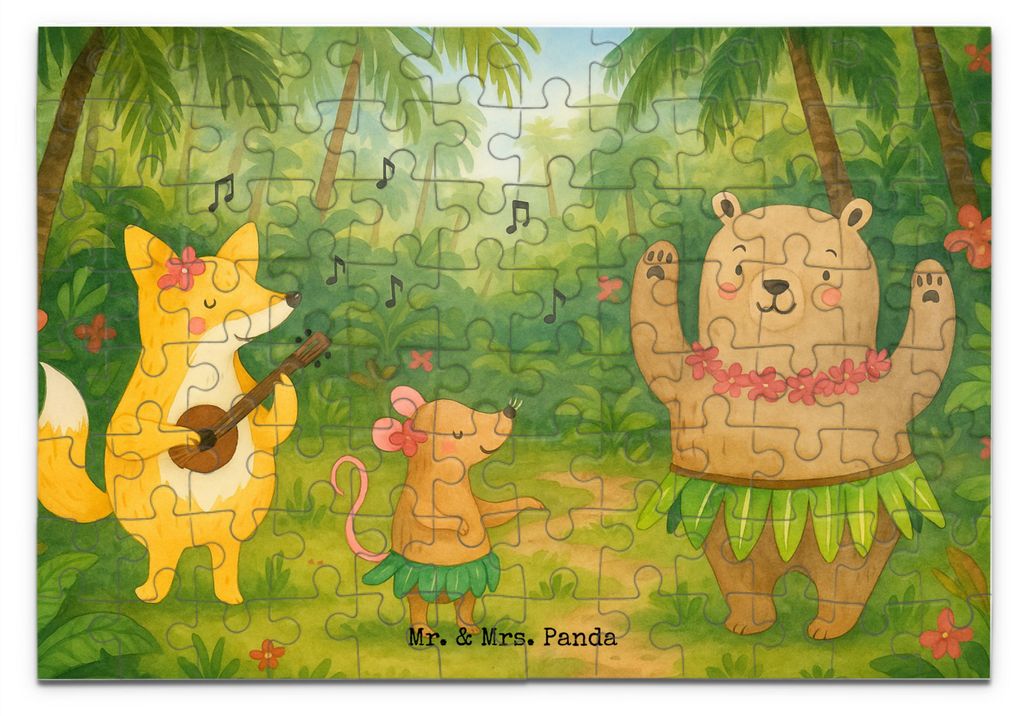 Mr. & Mrs. Panda Puzzle Waldtiere Aloha Design 96 Teile - Weiß - Geschenk, Legespiel, Tiermotive, 2000, Tanzen, Hase, 1500, 500, Igel, Lachen, 300...