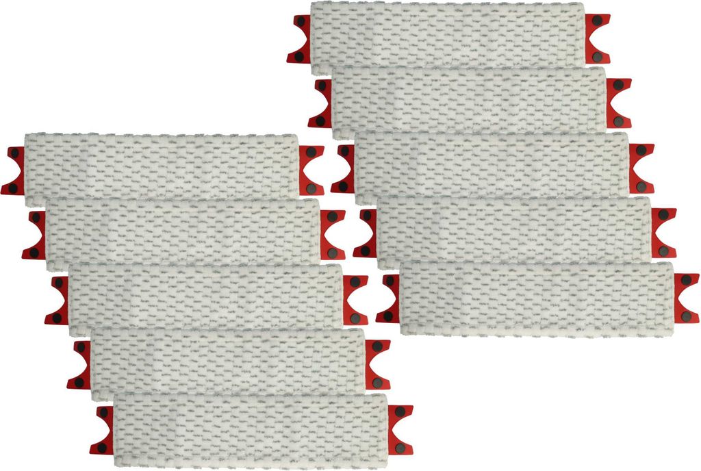 vhbw 10x Wischbezug kompatibel mit Vileda UltraMax XL, UltraMat XL Wischmopp - Ersatzkopf, Mikrofaser Rot Grau Weiß