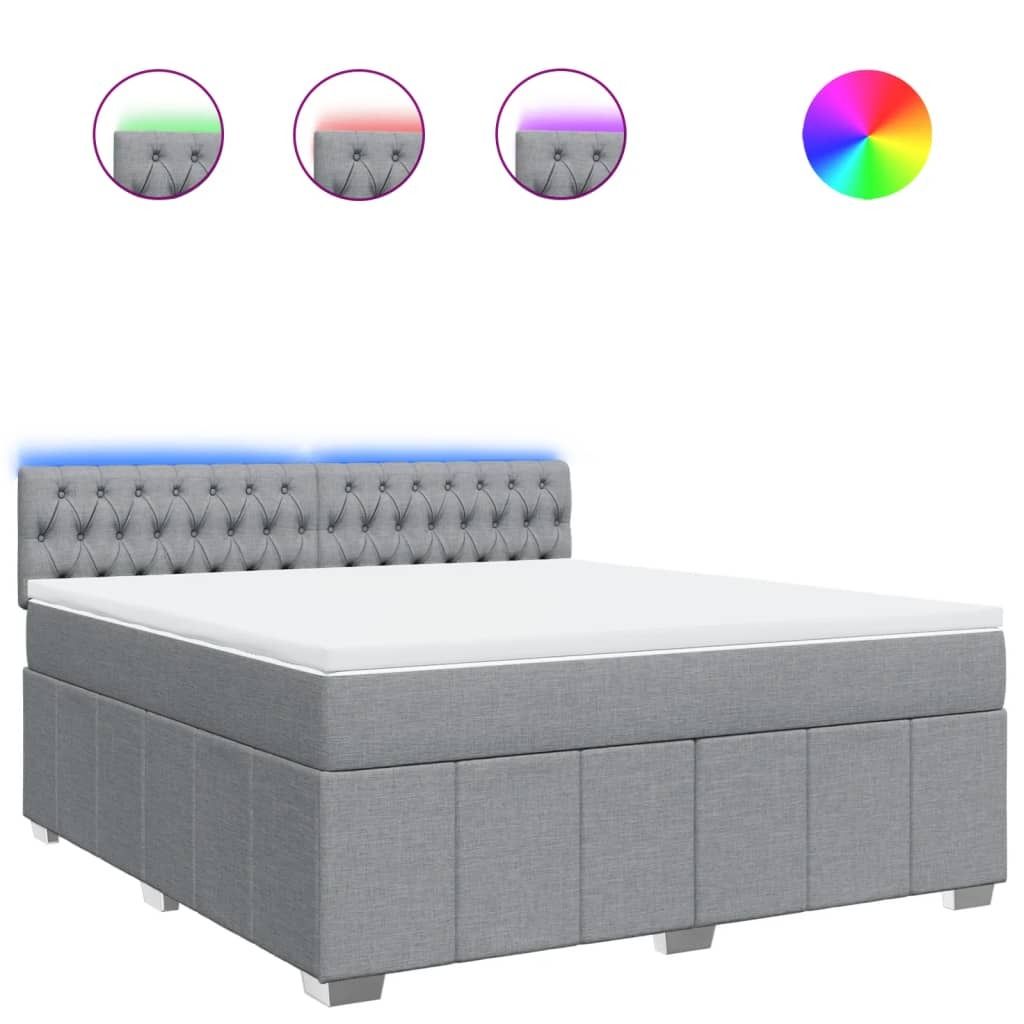 vidaXL Boxspringbett mit Matratze Hellgrau 180x200 cm Stoff