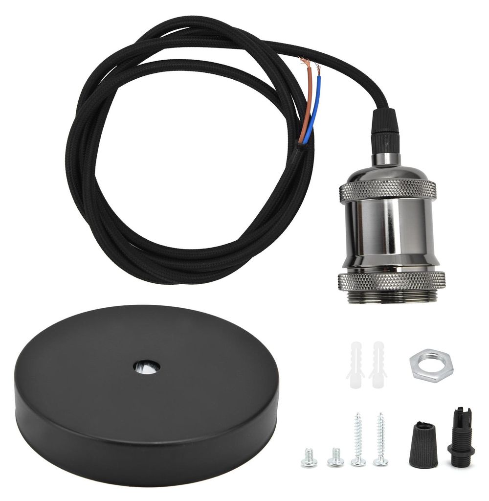 1,5 m Plug-in-Pendelleuchten-Kabel-Set, schwarze Vintage-Lampenfassung für Heim-DIY-Befestigungen