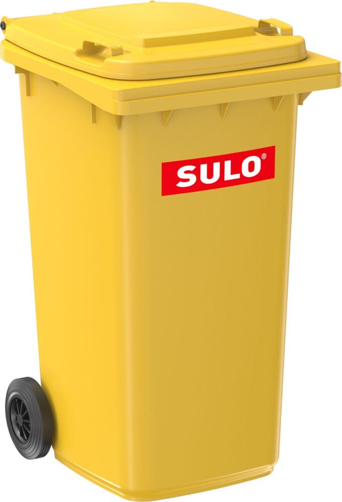 Grand conteneur à déchets 240l HDPE jaune, mobile, selon EN Image du produit 
